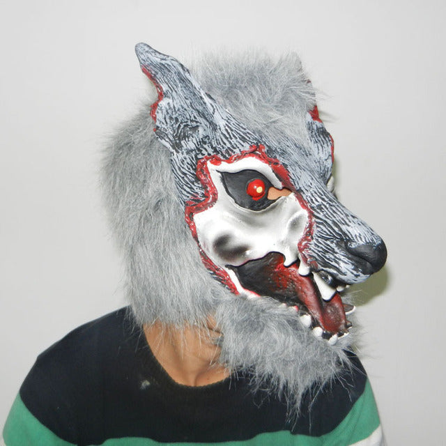 Horse Chimpanzee Sheep Wolf Llama, Animal Head Latex Party Mask