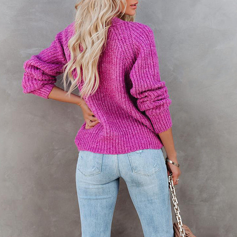 Vireous Solid Colour Cardigan Single-Breasted Long-Sleeved Sweater Coat