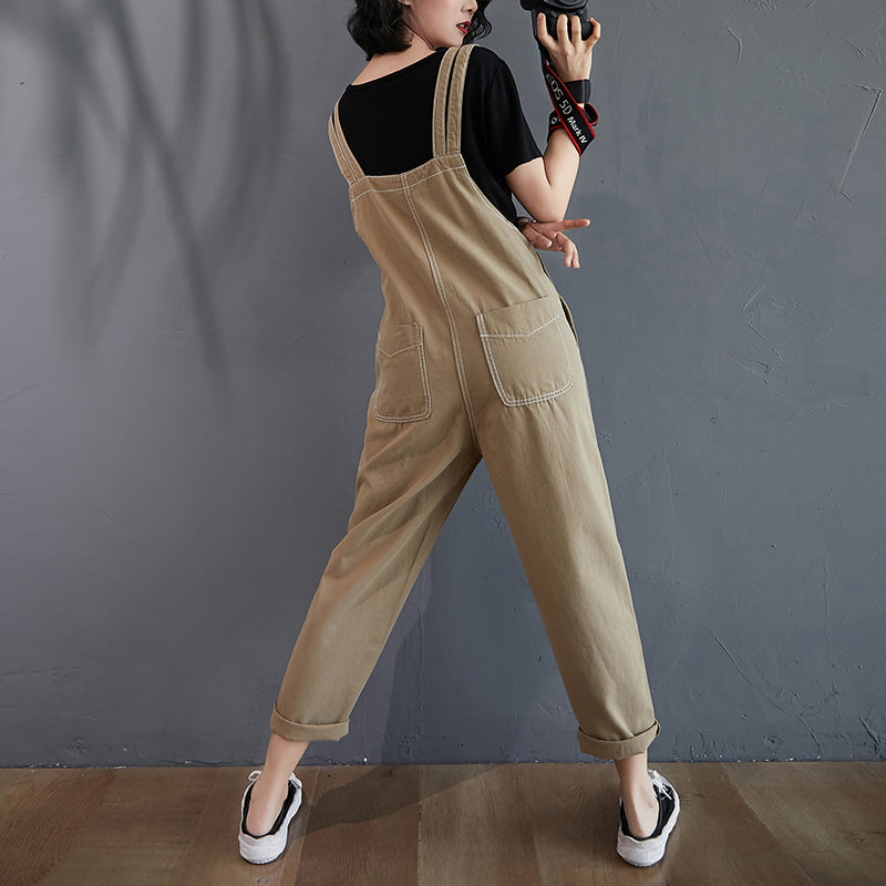 Denim Plus-Size Suspender Jumpsuit