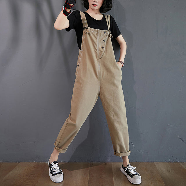 Denim Plus-Size Suspender Jumpsuit