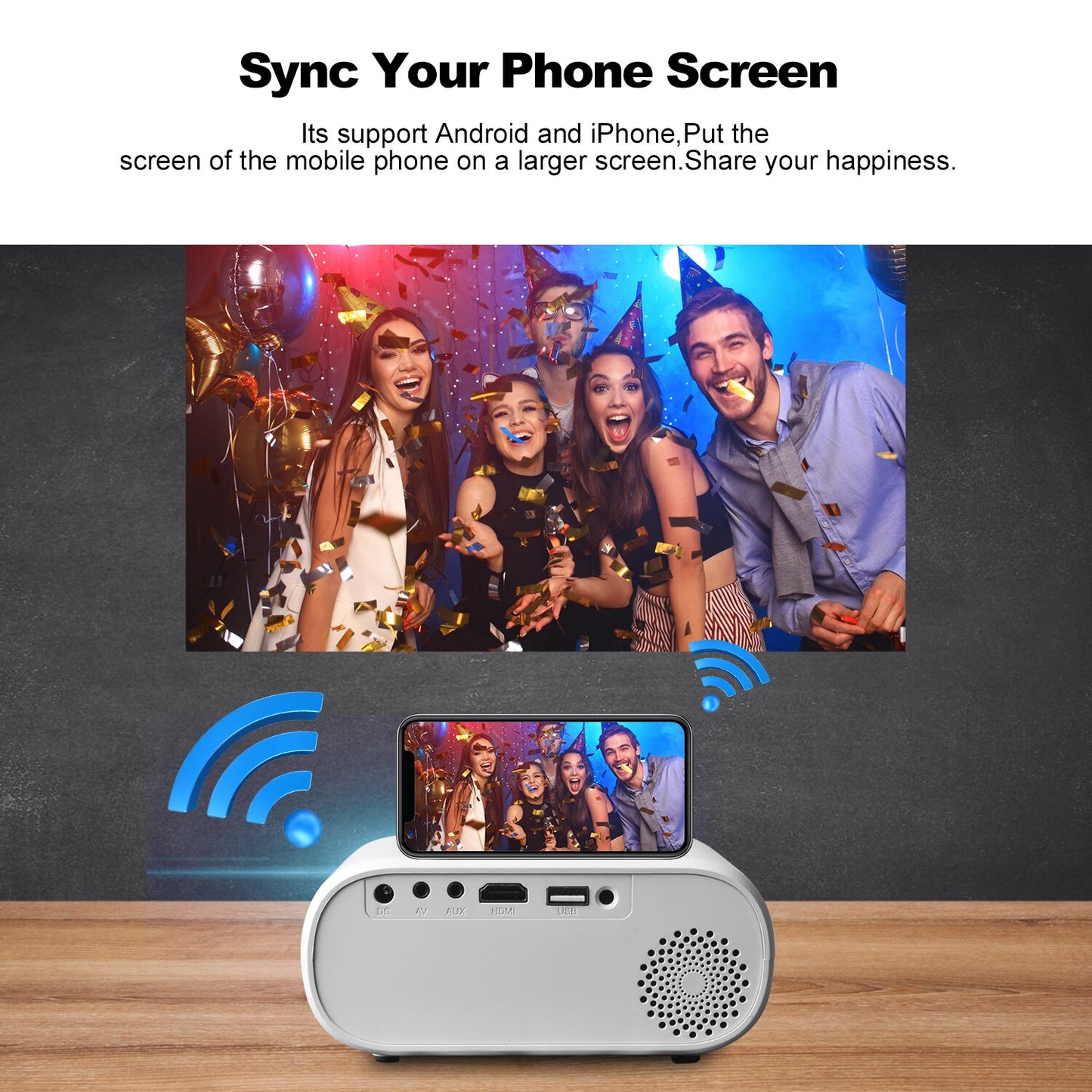 ZDSSY Mini Projector Portable Support HD 1080P Home Theatre 6000 Lumens Miracast Smart Phone Multimedia LED Video Beamer
