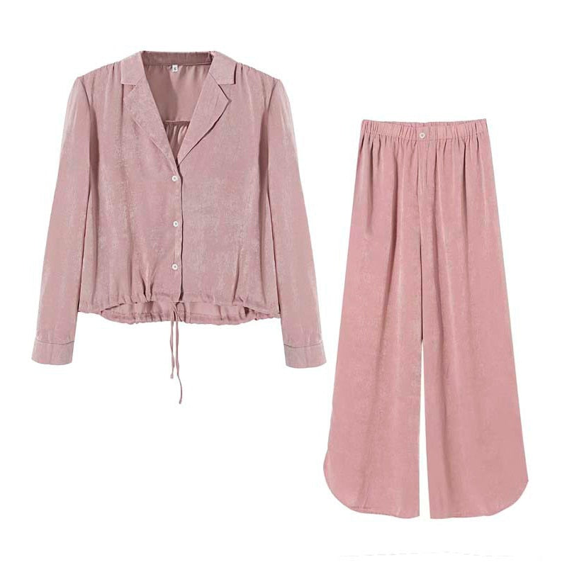 Vireous Women's Loose Fit V-Neck Pyjamas Set