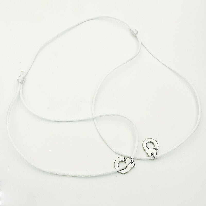 Handcuff Pendant Necklace, 925 Sterling Silver with Adjustable Cord