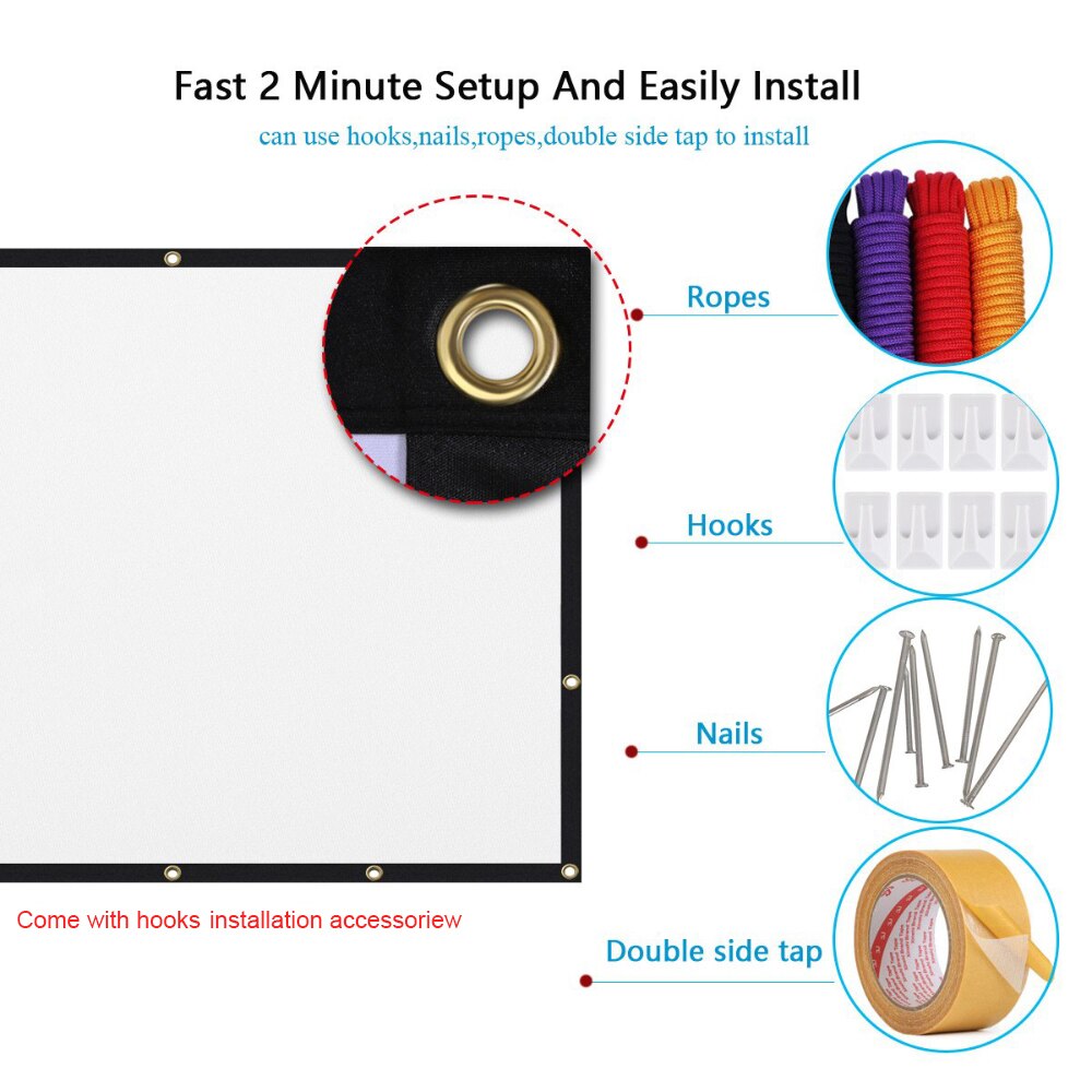 ZDSSY Projection Screen 100 inch 120 inch 150 inch Portable Foldable for Home Theatre Outdoor Indoor Double Side Projector Screen