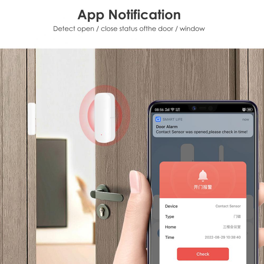 Corui Tuya Smart Door Window Sensor WiFi Door Magnetic Alarm Detector Wireless Smart Home Automation For Smart Life App Alexa