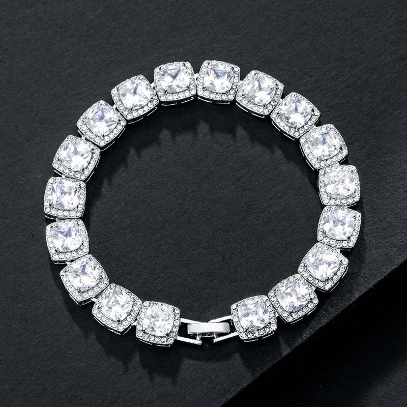 White Gold Tennis Bracelet, 18K Gold Plated