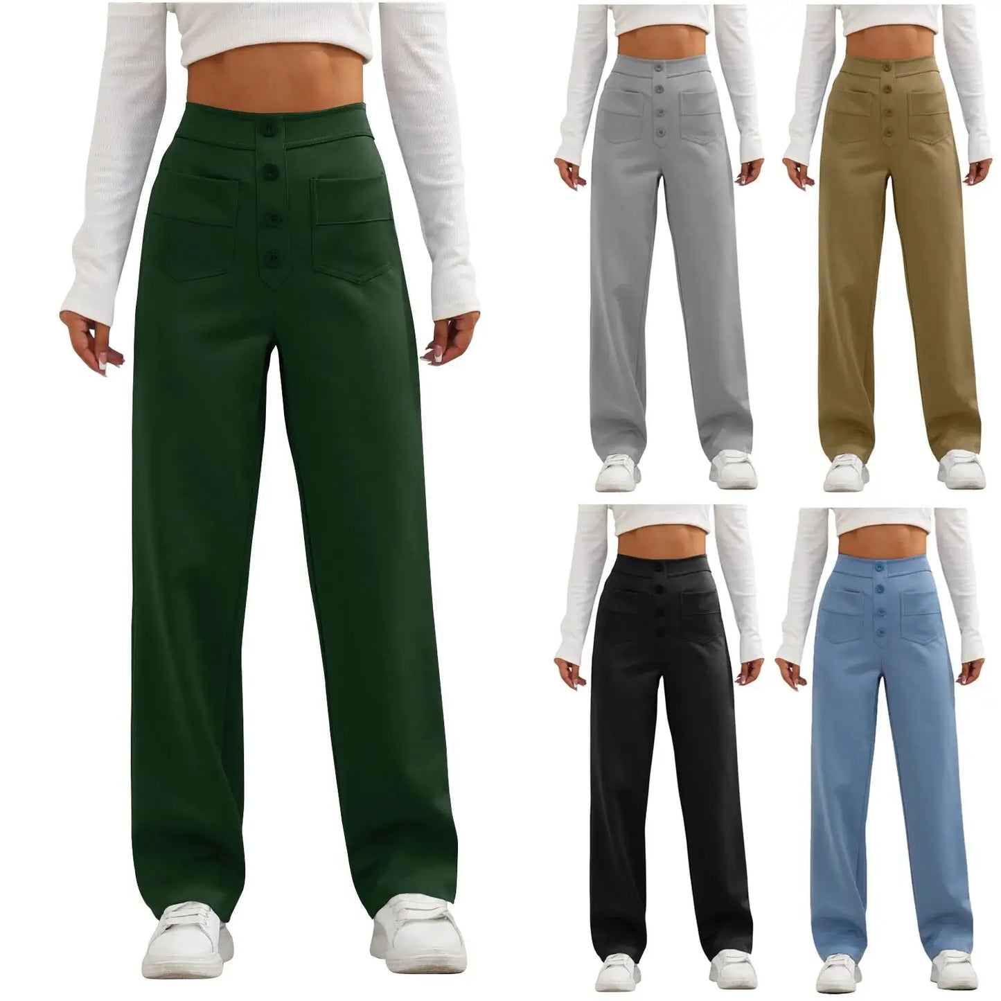 Women's High-Waisted Elasticated Casual Pants