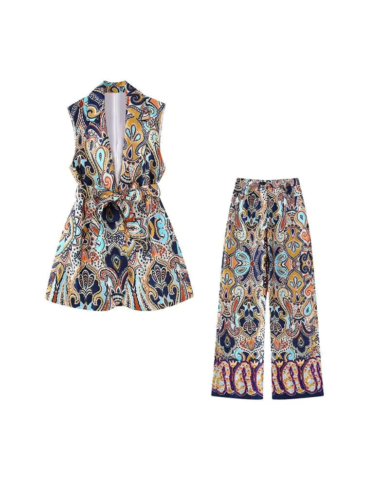 ZAR® Paisley Print Women's Waistcoat and Pants Set