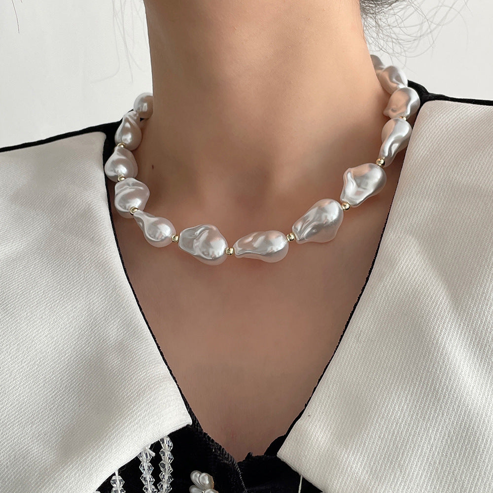 Large Baroque Pearl Buckle Necklace
