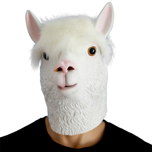 Horse Chimpanzee Sheep Wolf Llama, Animal Head Latex Party Mask
