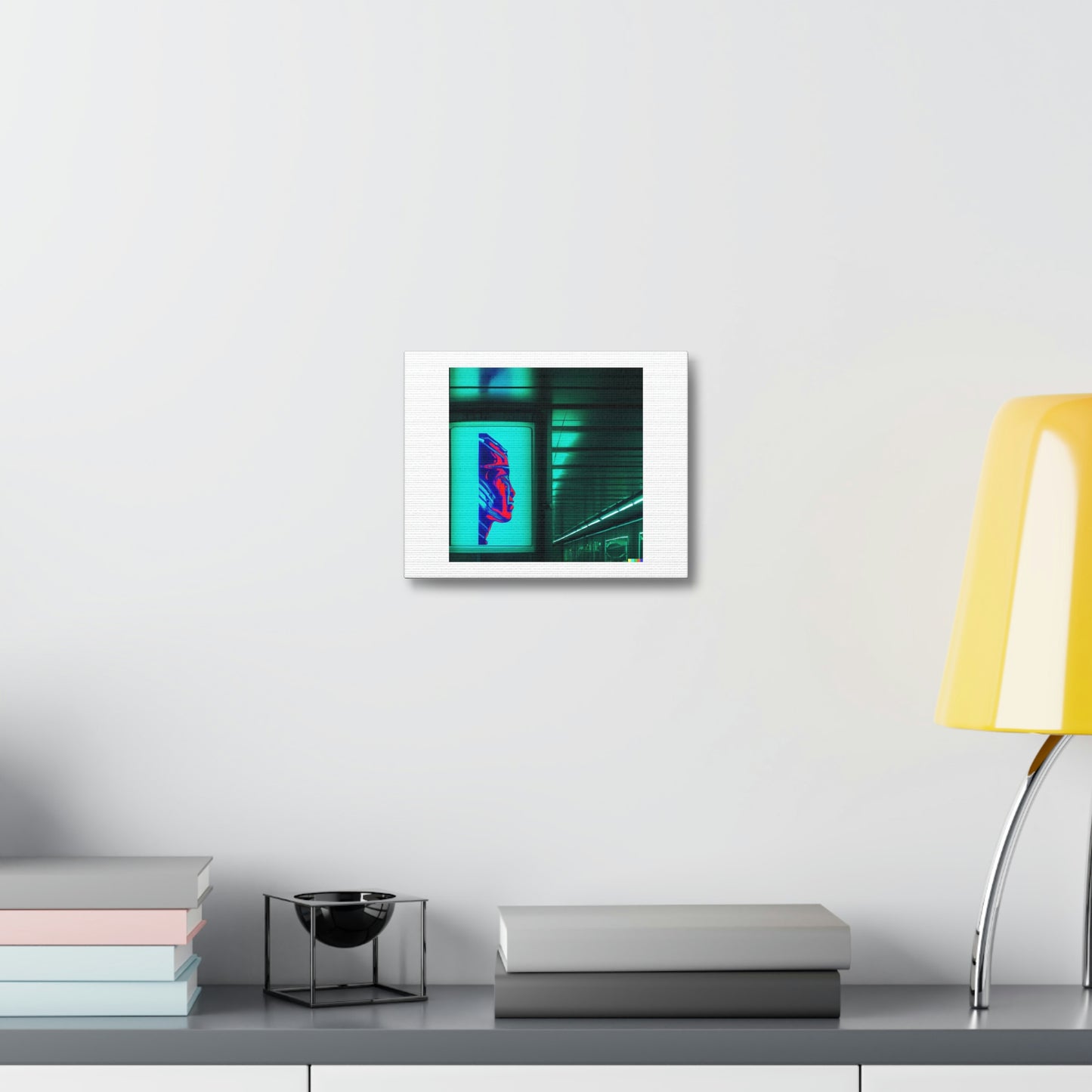 Cyborg Poster Hanging In A Neon Lit Subway Station Digital Art 'Designed by AI'