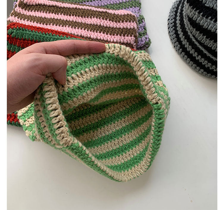 MIIA® Cute Knitted Striped Beanie Hat