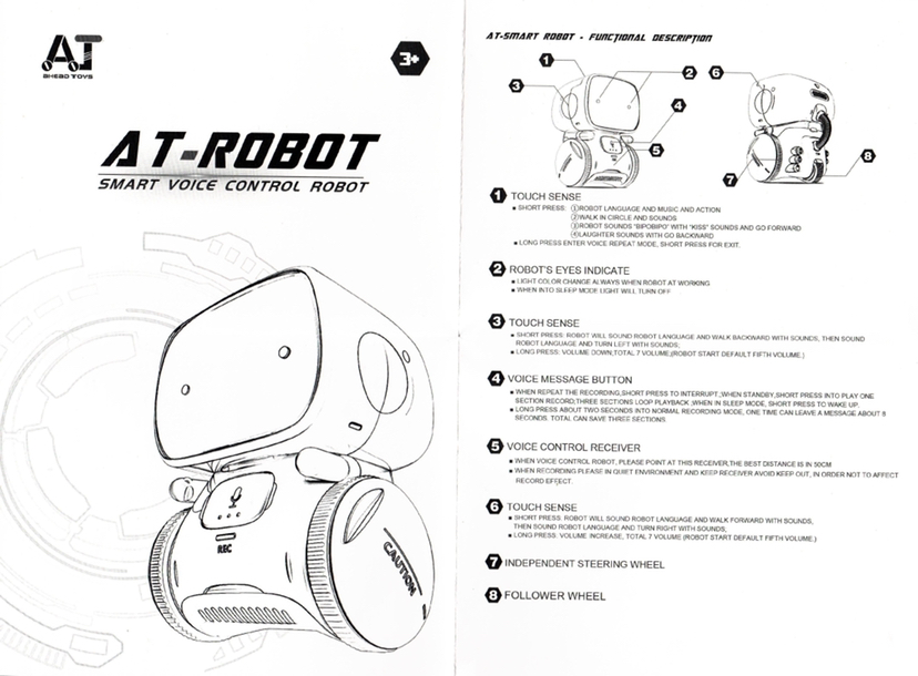 AT-Smart Voice Control Robot Dance Toy, Voice Command