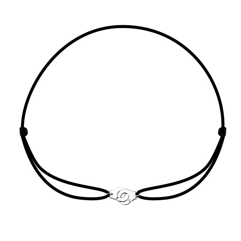 Handcuff Pendant Necklace, 925 Sterling Silver with Adjustable Cord