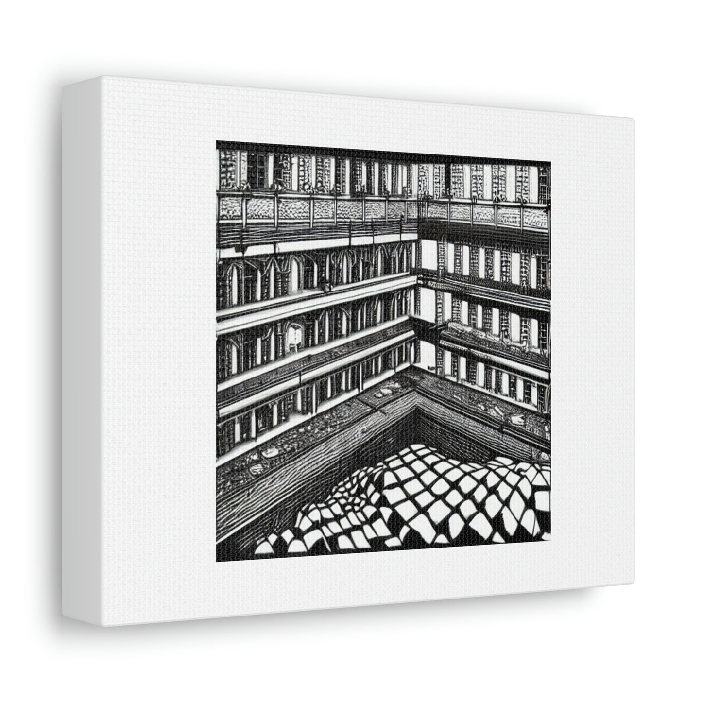 Abandoned Digital Art 'Designed by AI' on Satin Canvas, Stretched