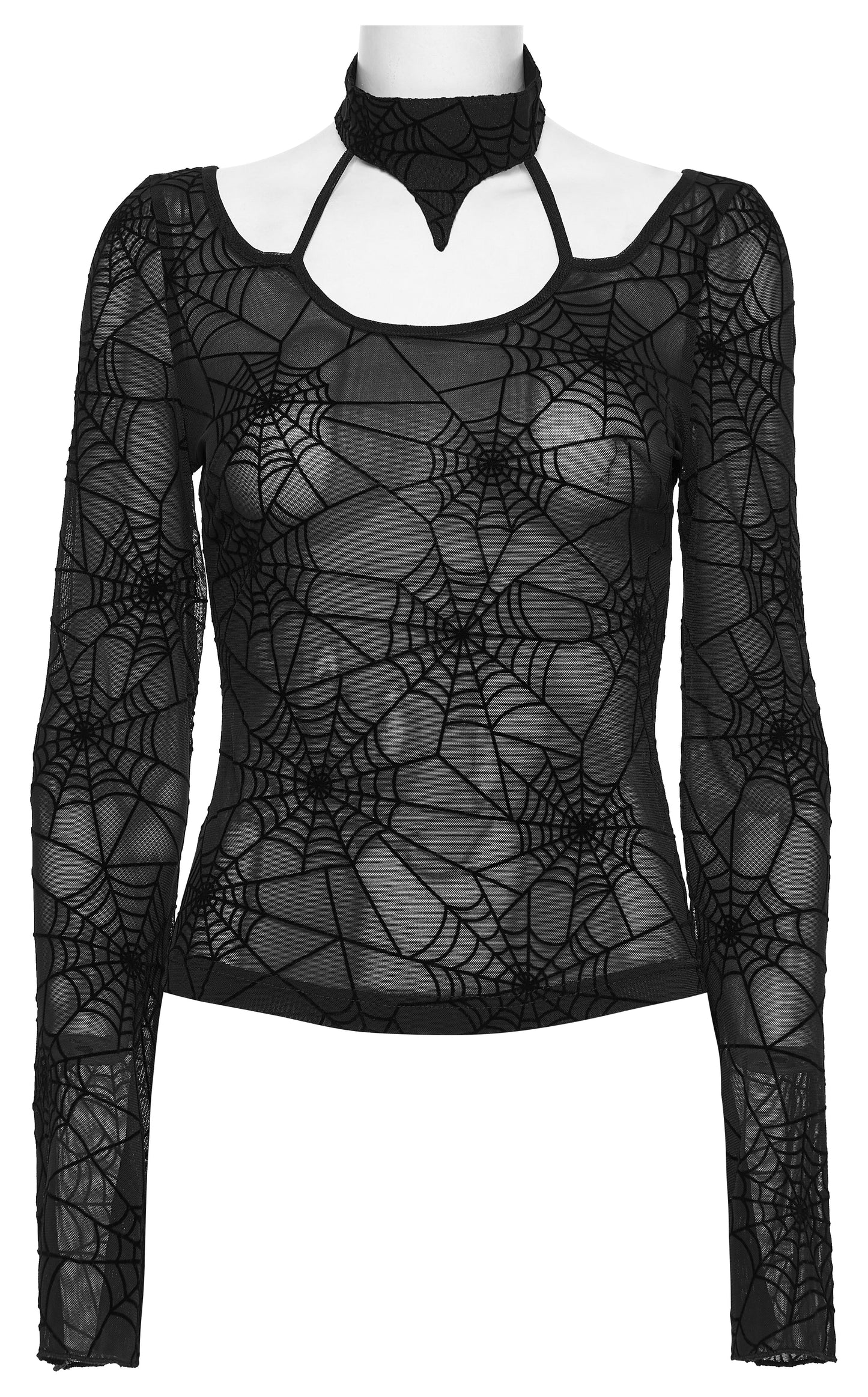 Punk Rave Lilith Gothic Spider Web Sheer Mesh T-Shirt