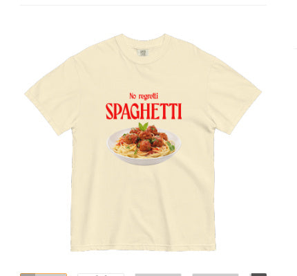 'No Regretti Spaghetti' Printed T-Shirt