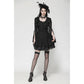 Dark in Love Luca Black Hollow Lace Gemstone-Button Adjustable Waist Dress