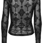 Punk Rave Morrigan Cross-Embroidered Mesh Top
