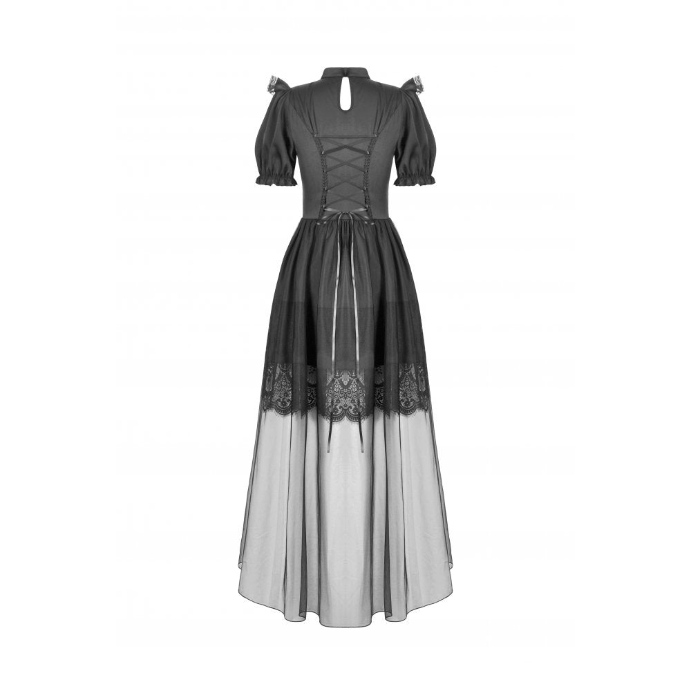 Dark in Love Ebon Rose High-Low Mesh and Lace Goth Dress