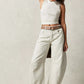 High-Stretch Mid-Rise Barrel Jeans, Fashion Wide Leg Women's Jeans