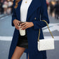 Vireous Mid-Length Women's Belt Coat, Feature Buttons