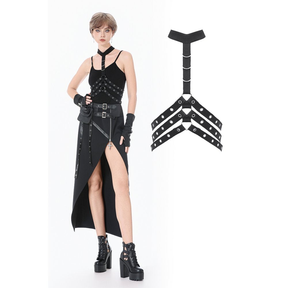 Dark In Love Punk Rib Cage Grommet Waist Cincher Belt