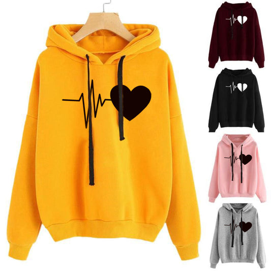 Heartbeat Print Women's Medium Blend Hoodie