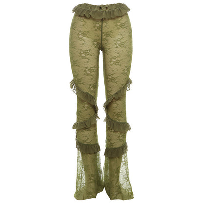 Women's Lace Crochet See-Through Tight Trousers