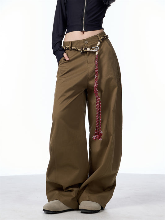 Vireous Retro Artist Women's Very Wide-Leg Pants with Belt