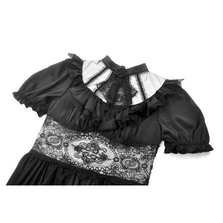 Dark in Love Ebon Rose High-Low Mesh and Lace Goth Dress