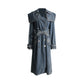 Vireous Lace-Up Waist-Tight Women's Denim Coat