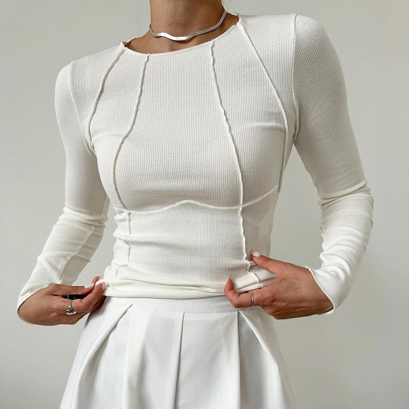 Slim Long-Sleeve Womens Split Thread Women's Casual Top