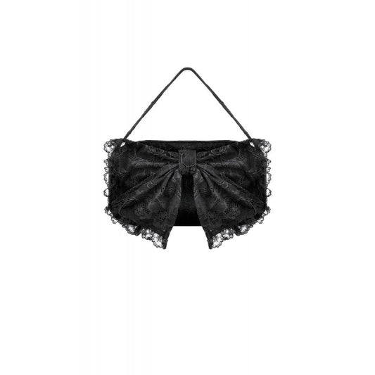 Dark In Love Victoria Black Lace Bow Mini Handbag