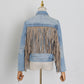 Women's Punk Fashion Fringed Denim Jacket