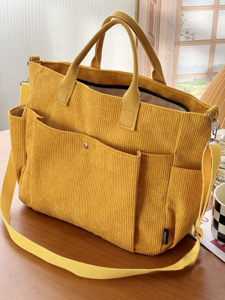 Thick Corduroy Cross Body Handbag