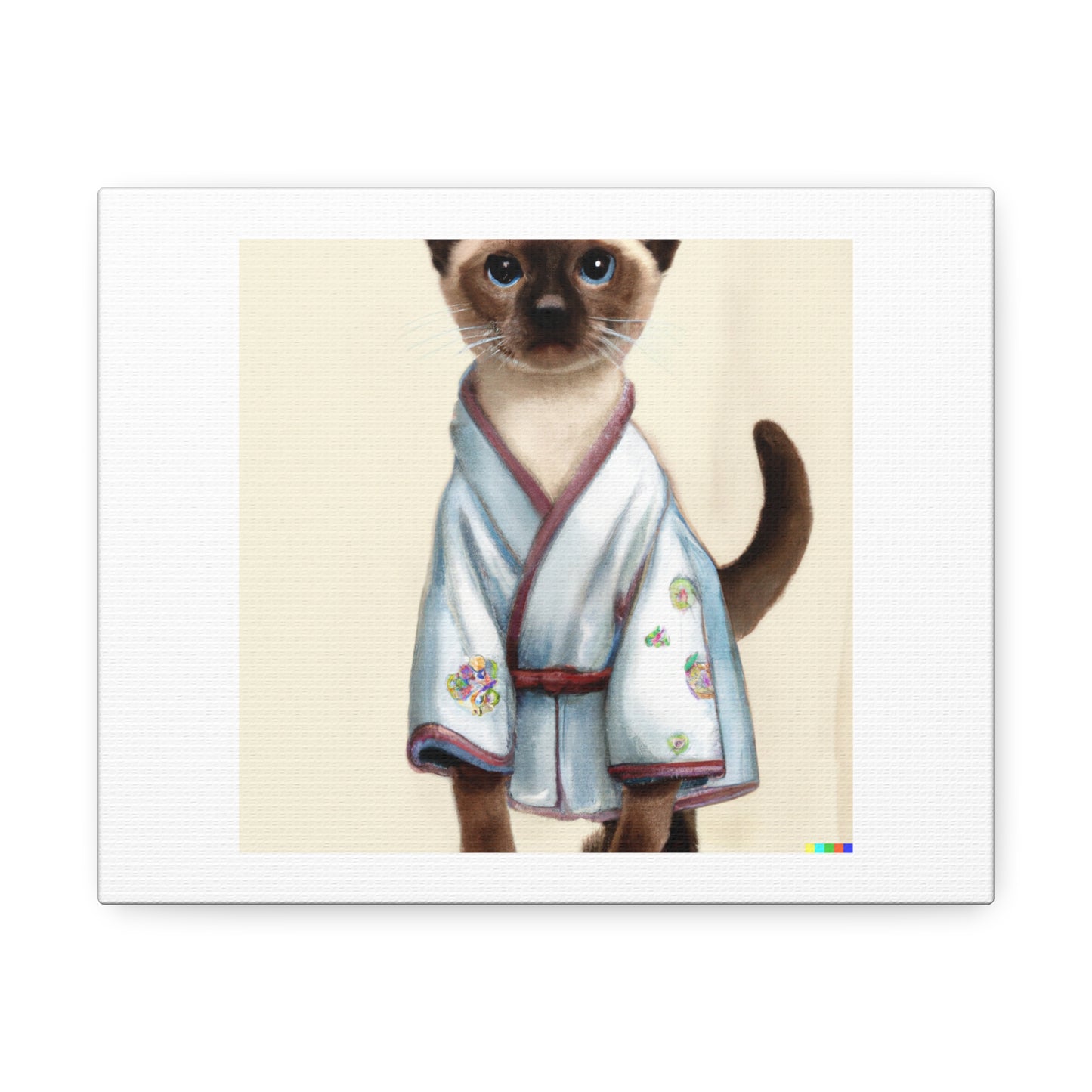 Portrait of a Siamese Cat Wearing a Robe Chinese Watercolour Painting 'Designed by AI' on Canvas