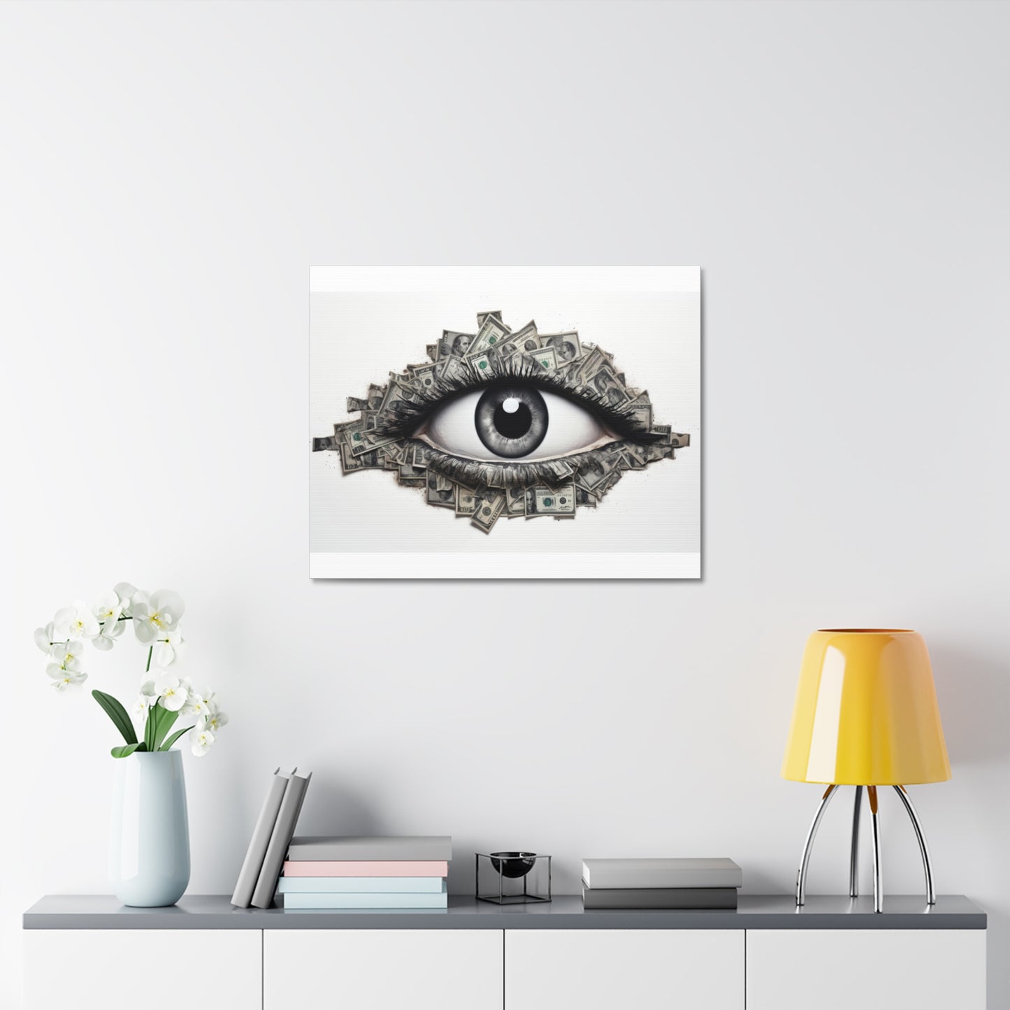 Esoteric Drawing, Money Dollar Currency Art Print 'Designed by AI' on Satin Canvas