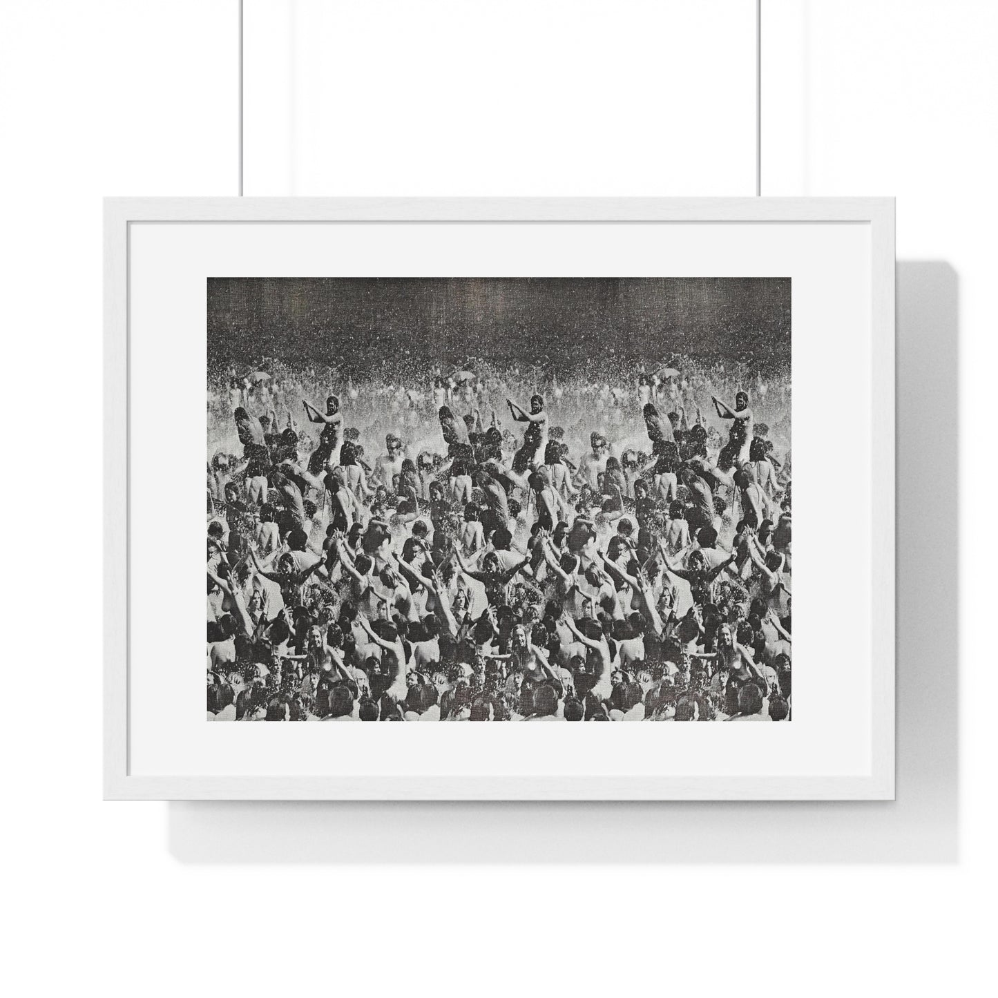 Vintage Photography of Woodstock (1970) Crowd Cheering, from the Original, Framed Print