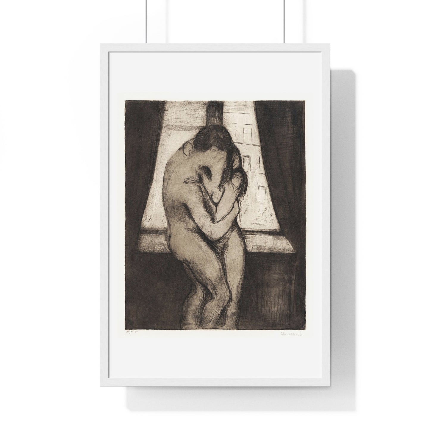 The Kiss (1895) by Edvard Munch, from the Original, Framed Art Print