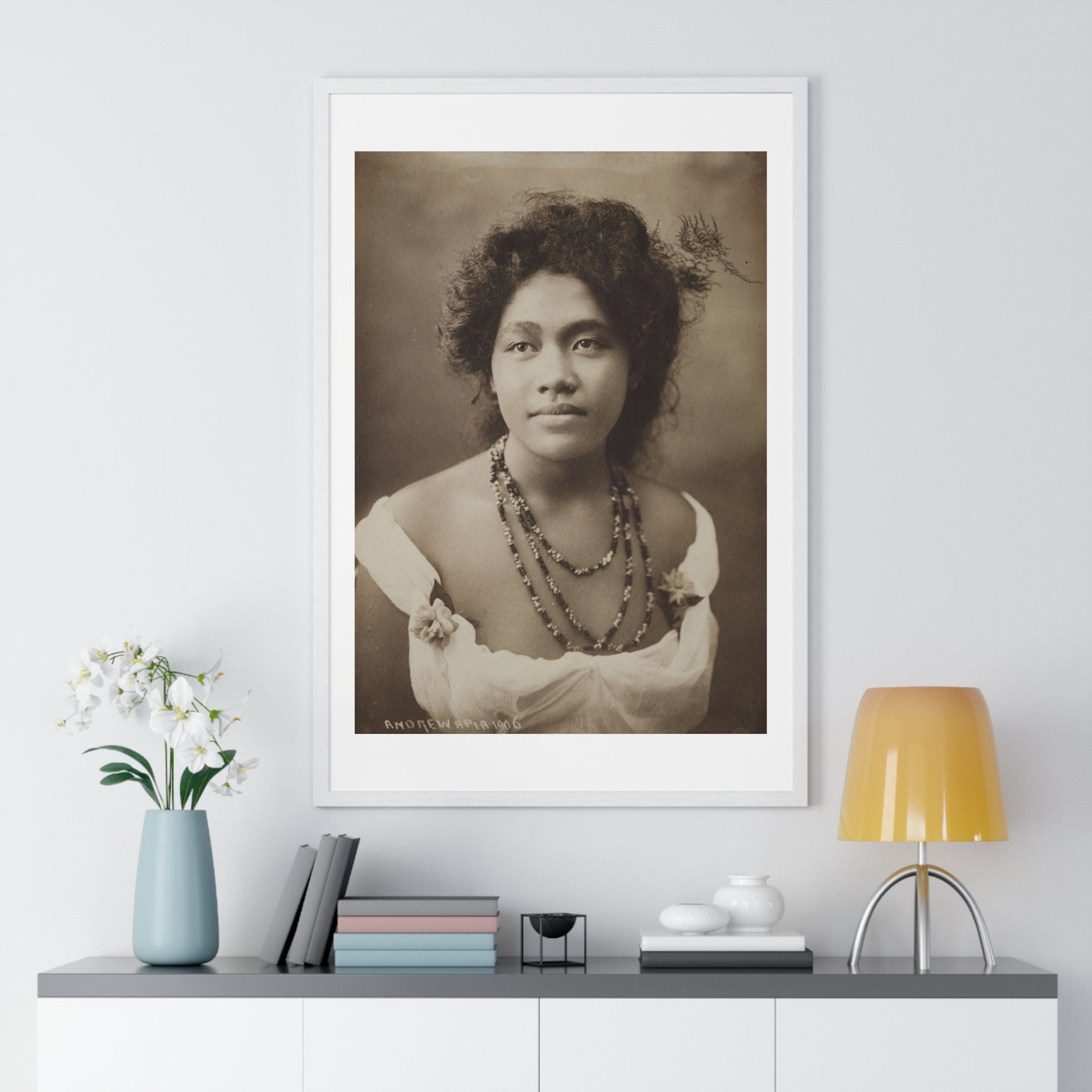 Portrait of a Young Samoan Woman (1906) by Thomas Andrew, from the Original, Framed Print