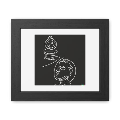 Human Consciousness Line Art 'Designed by AI' Wooden Framed Print