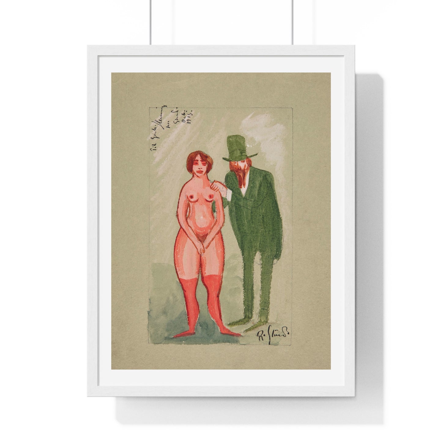 Pink Lady and Green Man by Robert Storm Petersen, from the Original, Framed Art Print