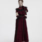 Punk Rave Selene Embroidered Velvet Gloves in Crimson