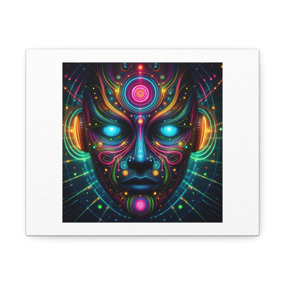 Psychedelic Mask Portrait Art Print 'Designed by AI' on Satin Canvas