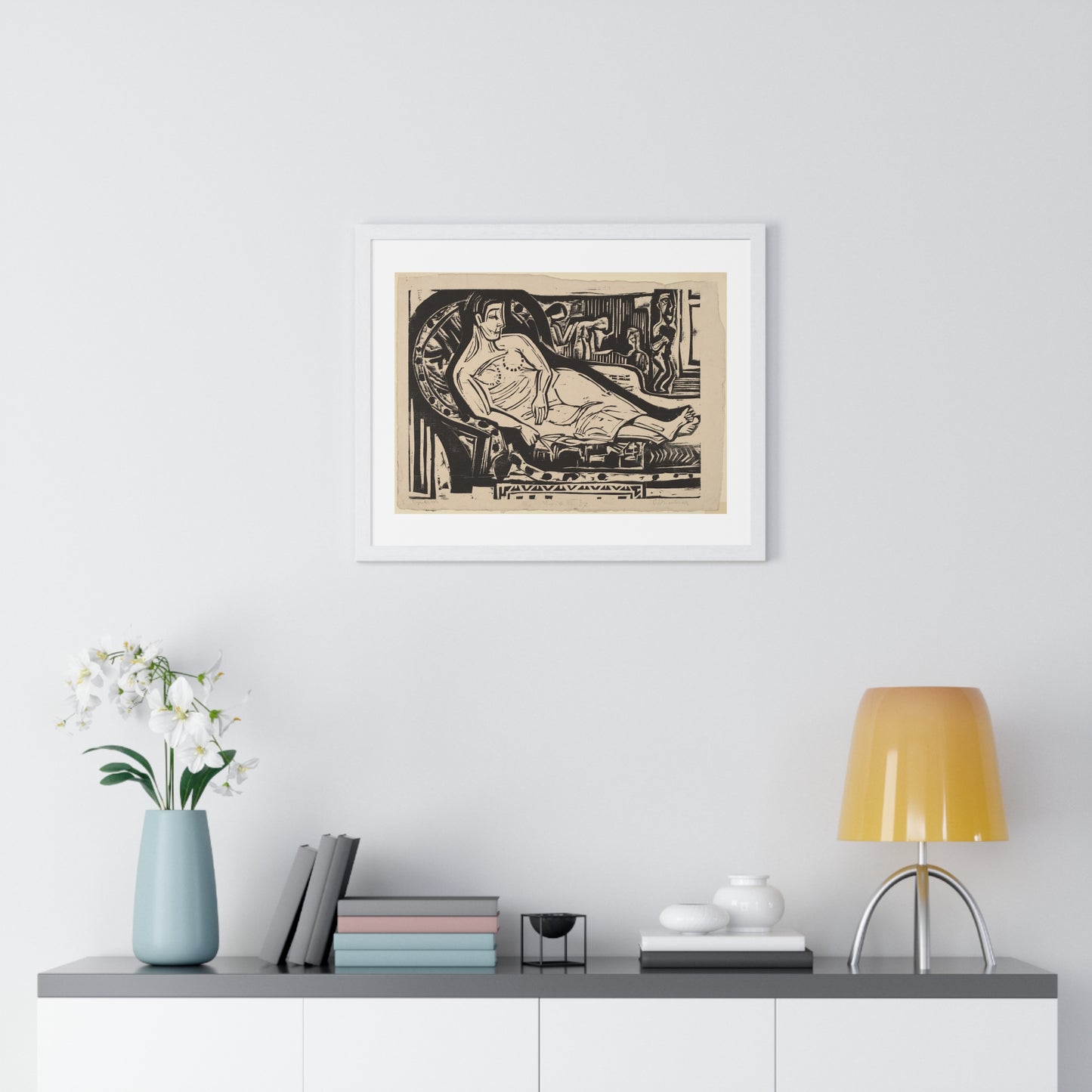 Woman Lying on a Sofa (1926) by Ernst Ludwig Kirchner, from the Original, Framed Art Print