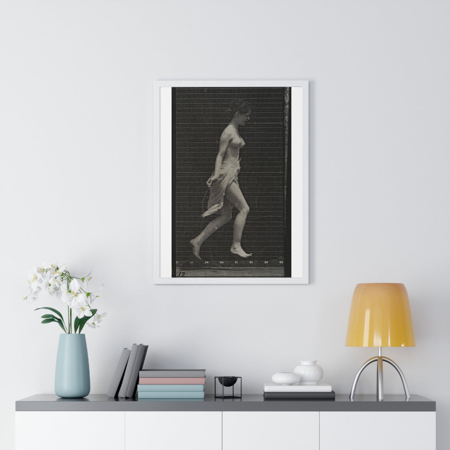 Woman Skipping, Collotype after Eadweard Muybridge (1887) from the Original, Wooden Framed Print