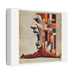 Stretched Canvas Wall Art: Surreal Geometric Face and Acrobat Collage