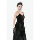 Dark in Love Morrigan Velvet and Lace Chain-Detail Bodysuit