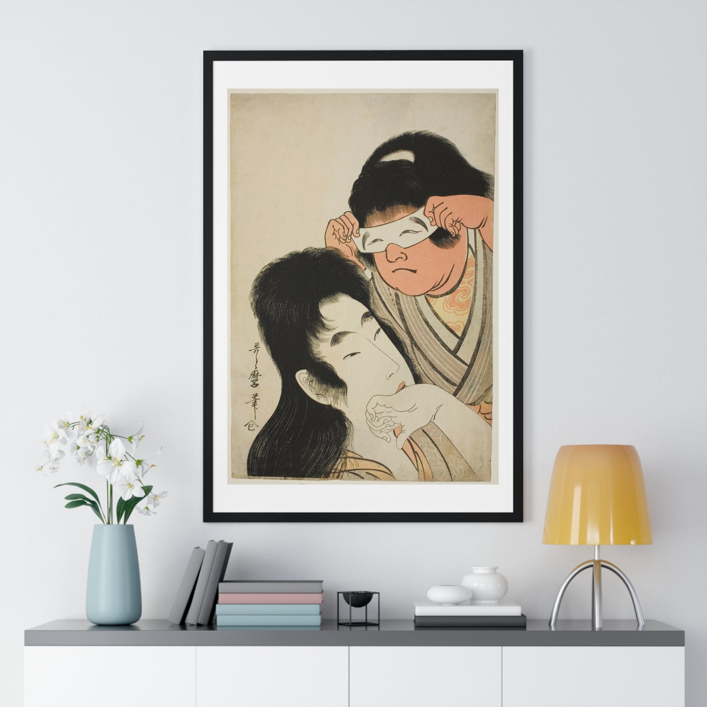 Yamauba with Kintaro Holding a Toy Mask (1794–1809) by Kitagawa Utamaro, from the Original, Framed Art Print
